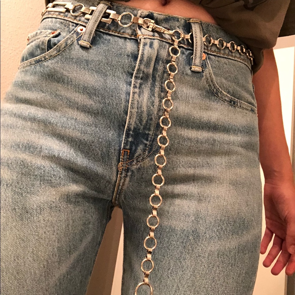 silver chain ring metal vintage belt